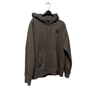 Carhartt‎ Relaxed Fit Hoodie XL Gray Heather Graphic Sleeve Pullover Logo